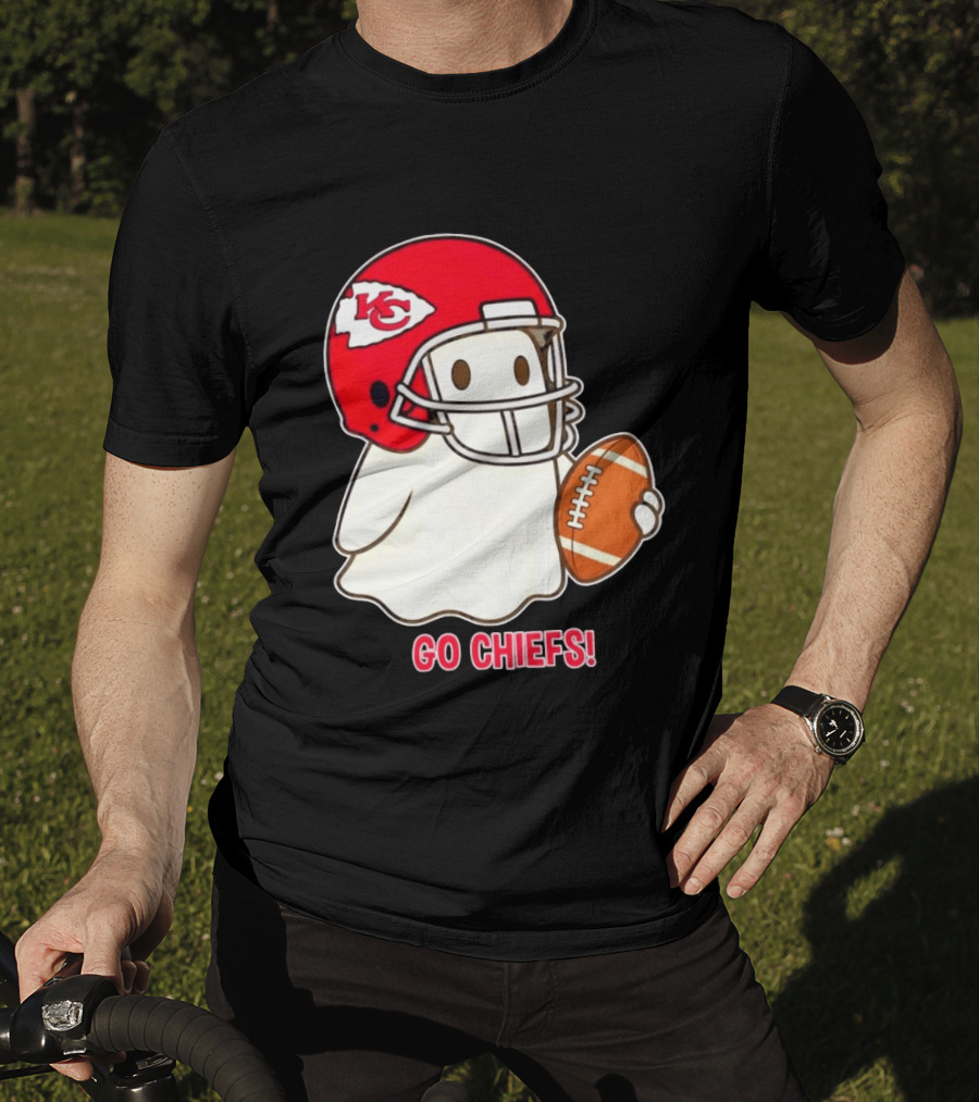 Kansas City Chiefs Go Chiefs Halloween Ghost Football Helmet T-Shirt