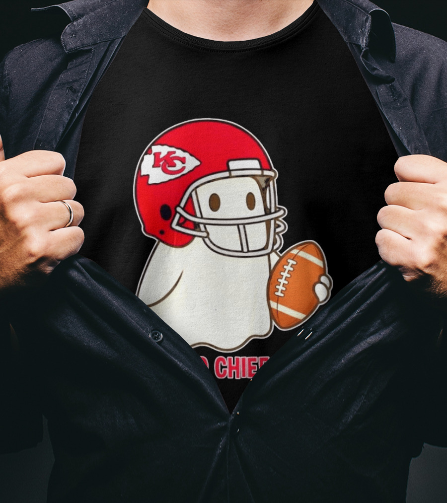 Kansas City Chiefs Go Chiefs Halloween Ghost Football Helmet T-Shirt