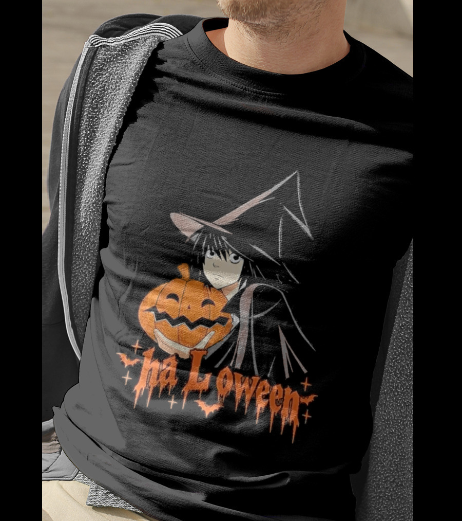 L Lawliet Witch With Pumpkin Halloween Death Note Anime T-Shirt