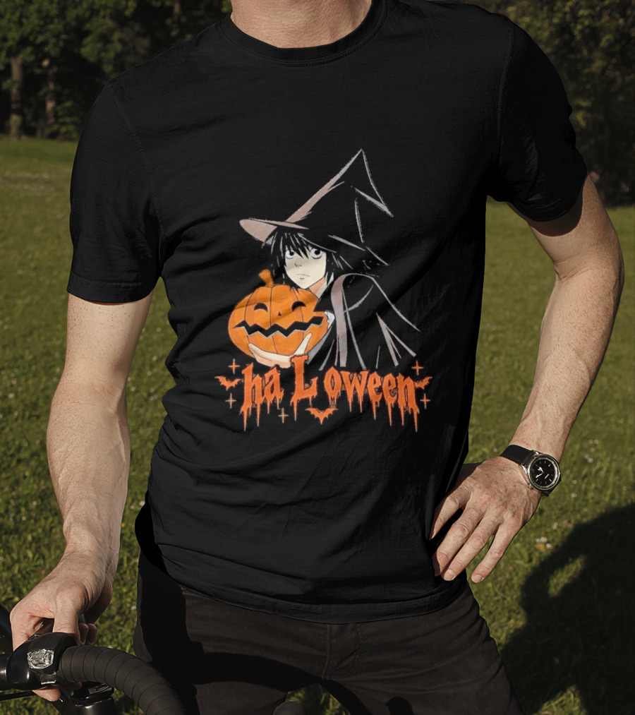 L Lawliet Witch With Pumpkin Halloween Death Note Anime T-Shirt
