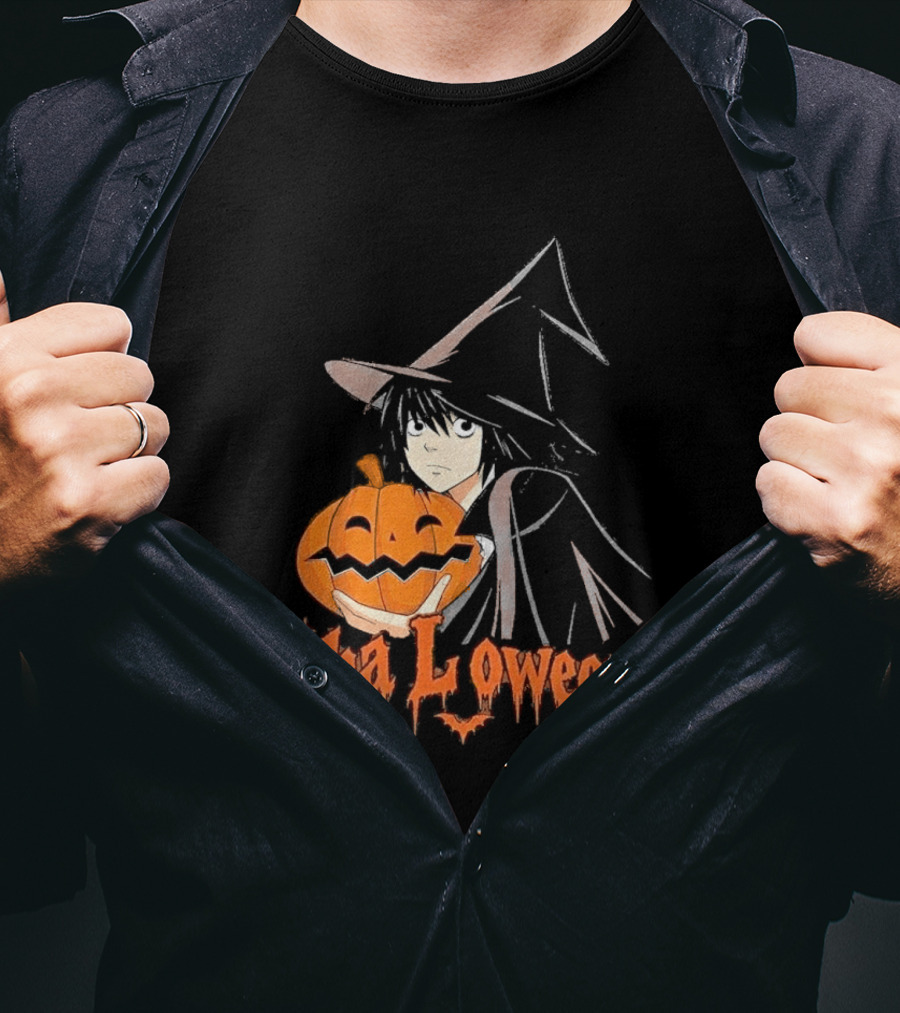 L Lawliet Witch With Pumpkin Halloween Death Note Anime T-Shirt