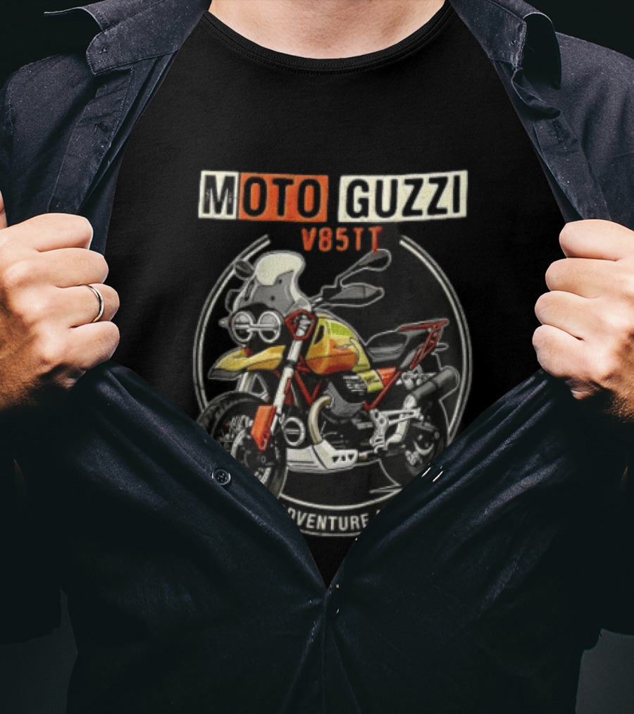 Moto Guzzi V85TT Adventure Awaits Motorcycle T-Shirt