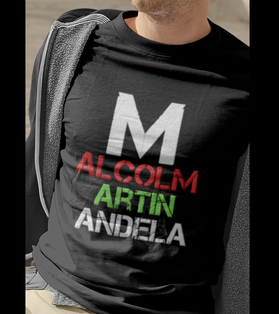 Malcolm Martin Mandela Distressed Stacked T-Shirt