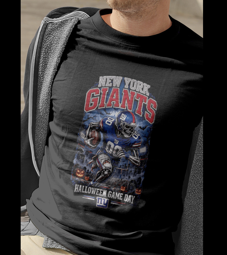 New York Giants Halloween Game Day Football Skeleton Never Fear The Night T-Shirt