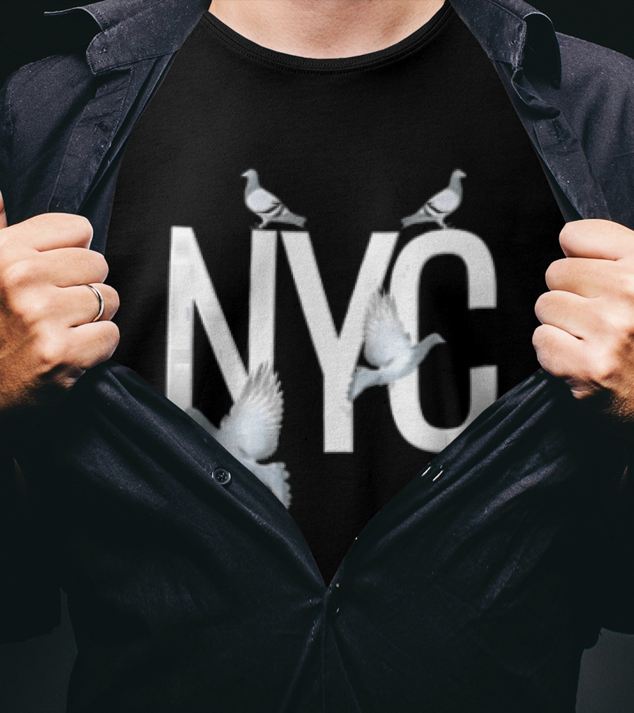 NYC Three Pigeons Flying Over T-Shirt
