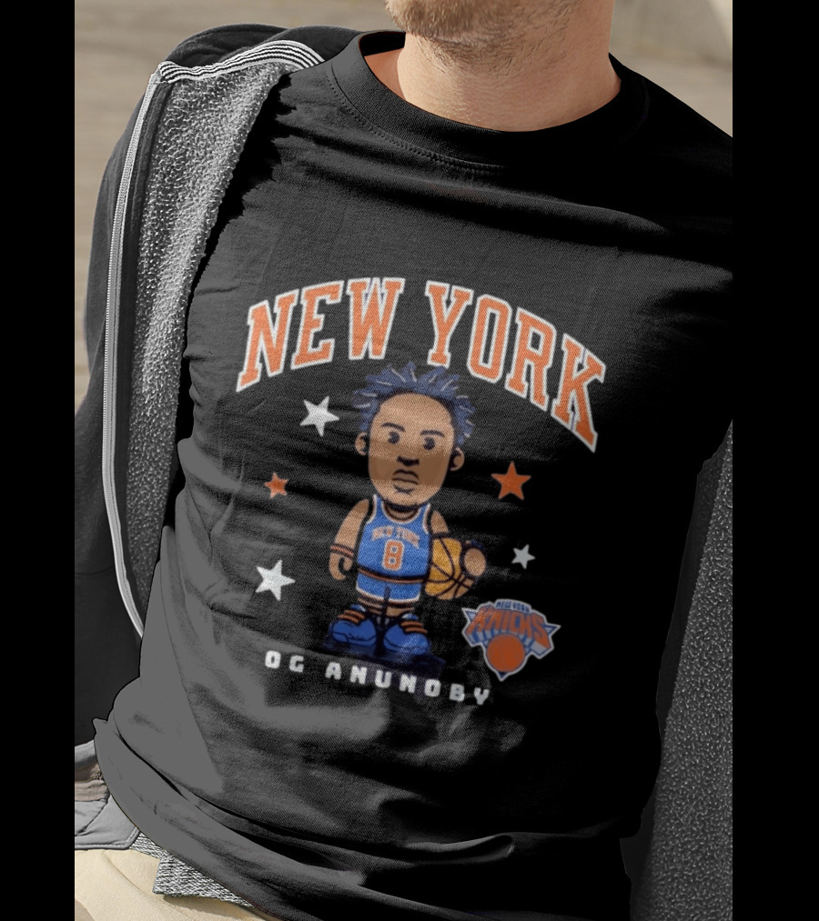 New York Knicks OG Anunoby No 8 Basketball Cartoon Stars T-Shirt