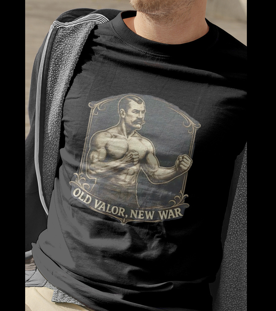 Old Valor New War Mustachioed Boxer T-Shirt