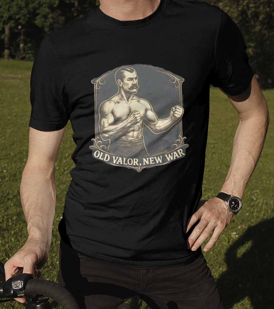 Old Valor New War Mustachioed Boxer T-Shirt