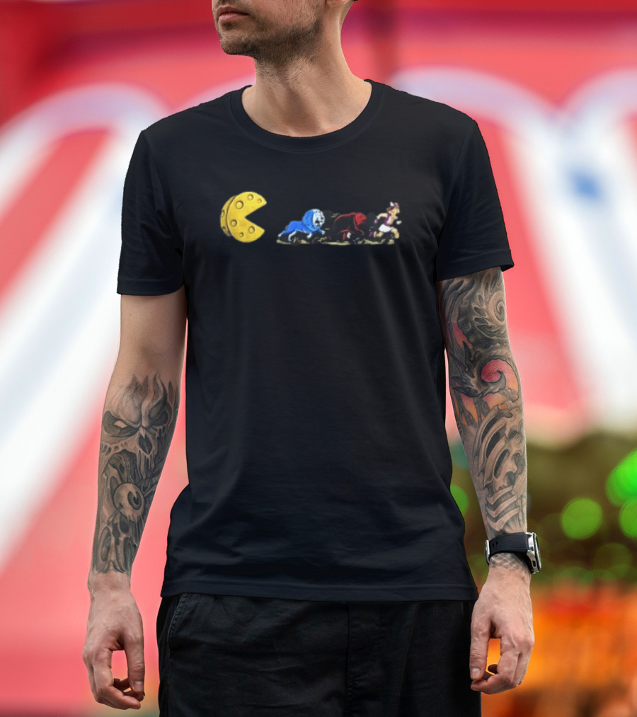 Pac Man Cheese Chasing Lions Bear And Hercules Journey T-Shirt