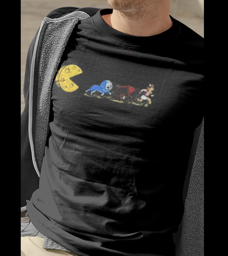 Pac Man Cheese Chasing Lions Bear And Hercules Journey T-Shirt