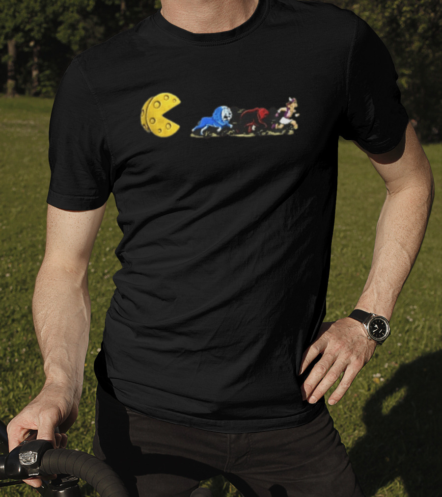 Pac Man Cheese Chasing Lions Bear And Hercules Journey T-Shirt