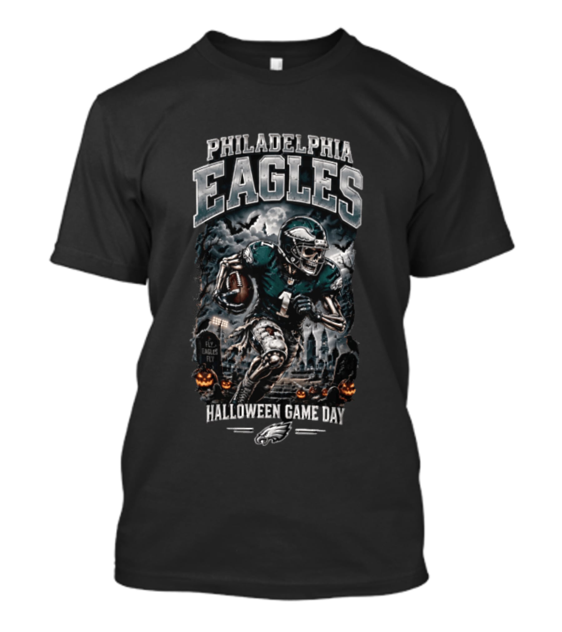 Philadelphia Eagles Halloween Game Day Fly Eagles Fly Never Fear The Night T-Shirt