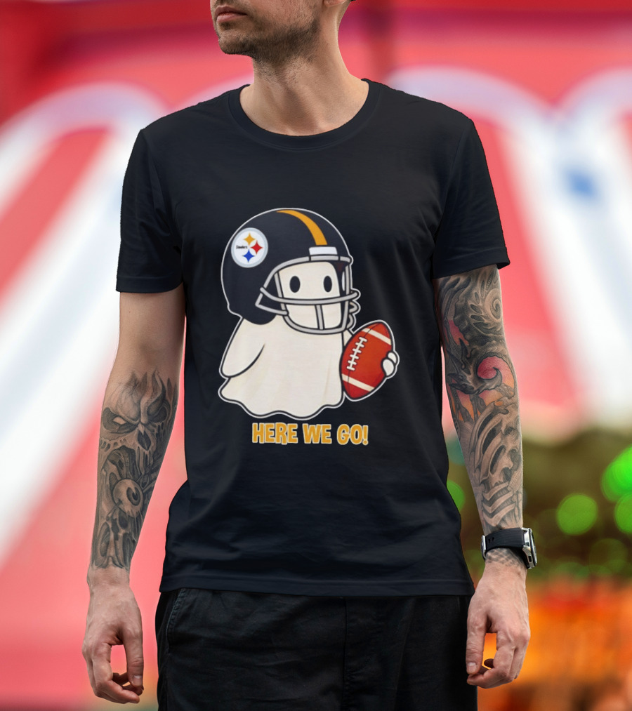 Pittsburgh Steelers Halloween Ghost Football Here We Go 2026 T-Shirt