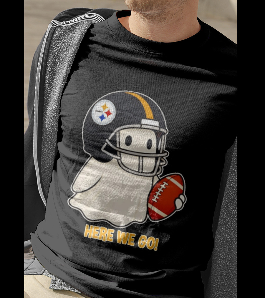 Pittsburgh Steelers Halloween Ghost Football Here We Go 2026 T-Shirt