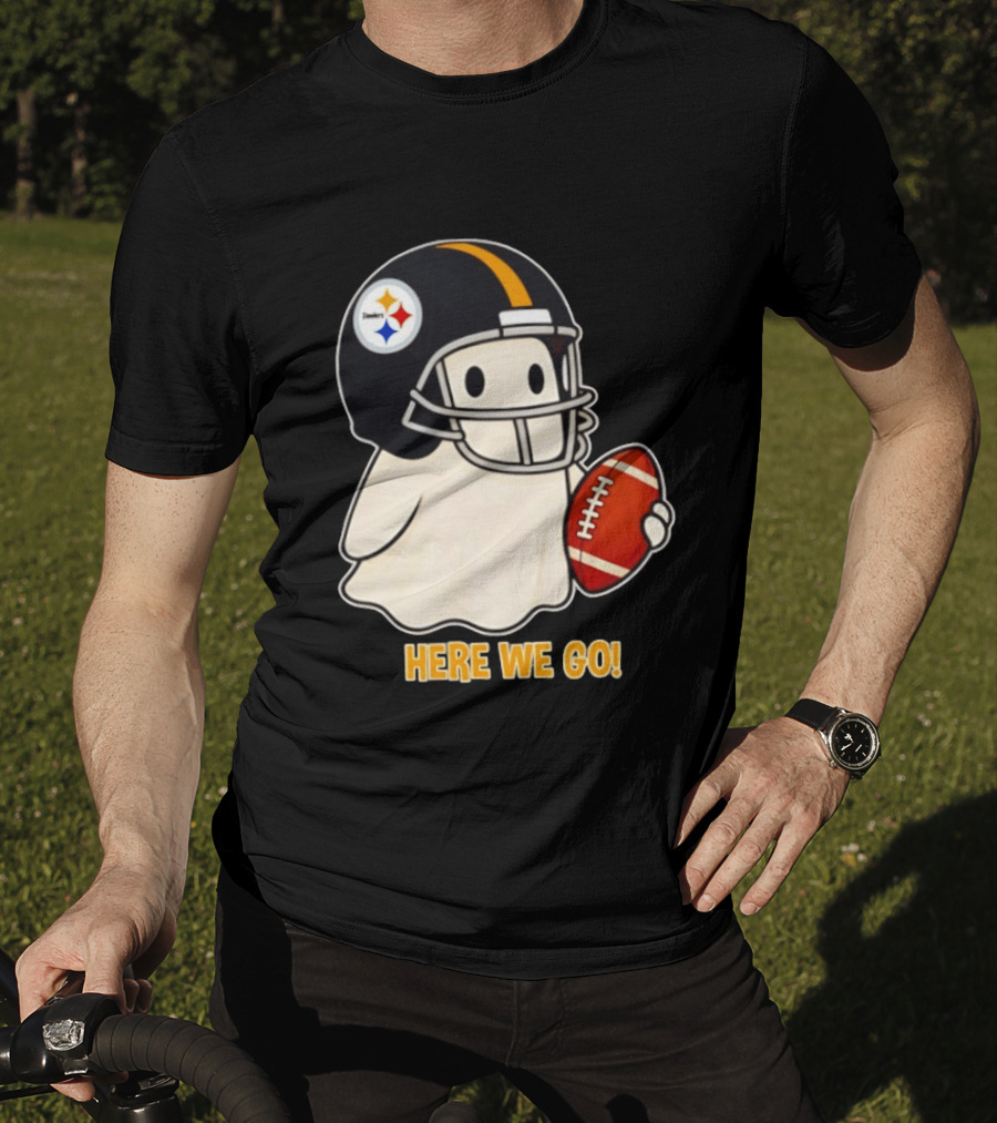 Pittsburgh Steelers Halloween Ghost Football Here We Go 2026 T-Shirt