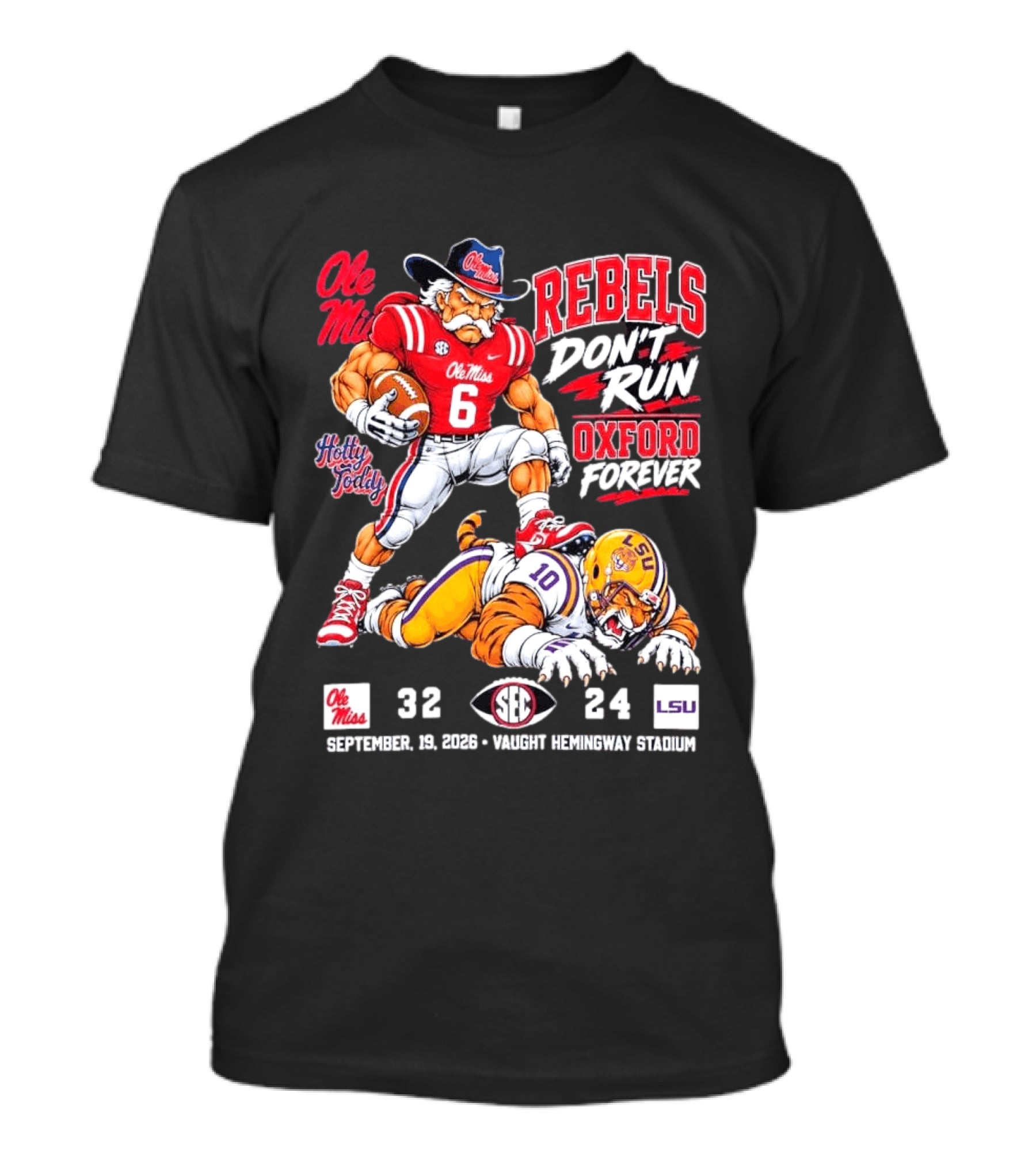 Ole Miss Rebels Victory 32 24 Over LSU September 19 2026 Vaught Hemingway Stadium T-Shirt