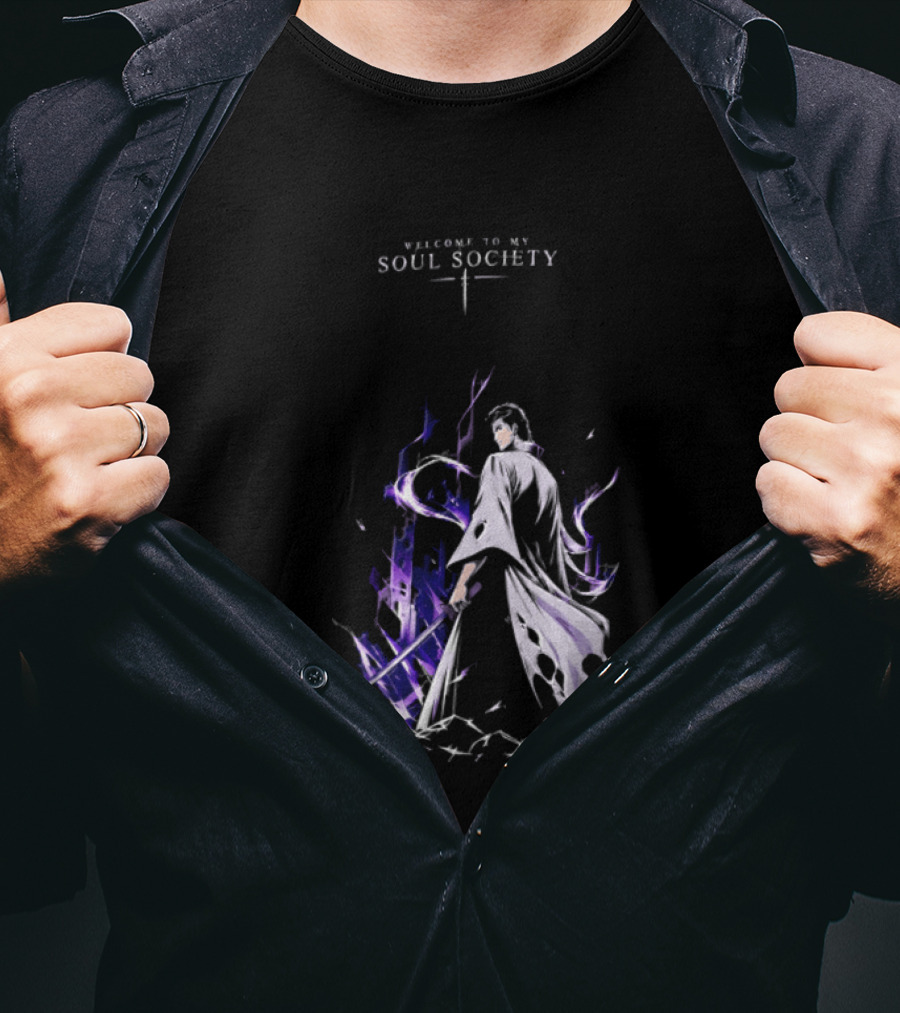 Sosuke Aizen Welcome To My Soul Society Sword Character Purple Aura T-Shirt
