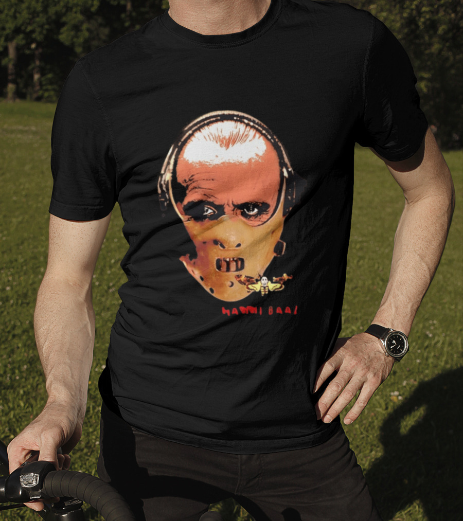 Hannibal Lecter Silence Of The Lamb Halloween Horror Mask With Skull Moth T-Shirt