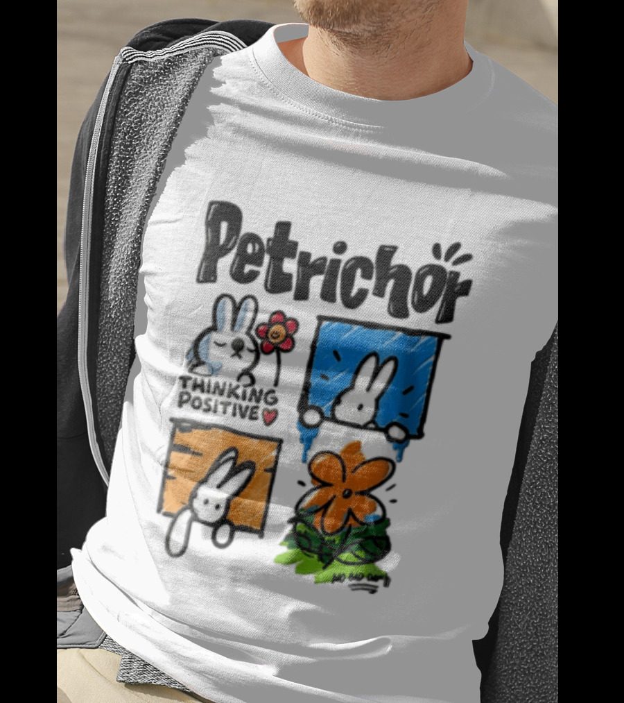 Petrichor Thinking Positive No Bad Day Bunny And Flowers T-Shirt