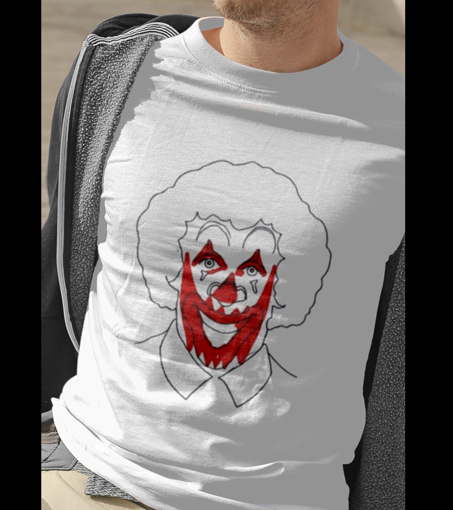 Asspizza Store Ronald Clown Face Drawing Red Lips White Collar T-Shirt