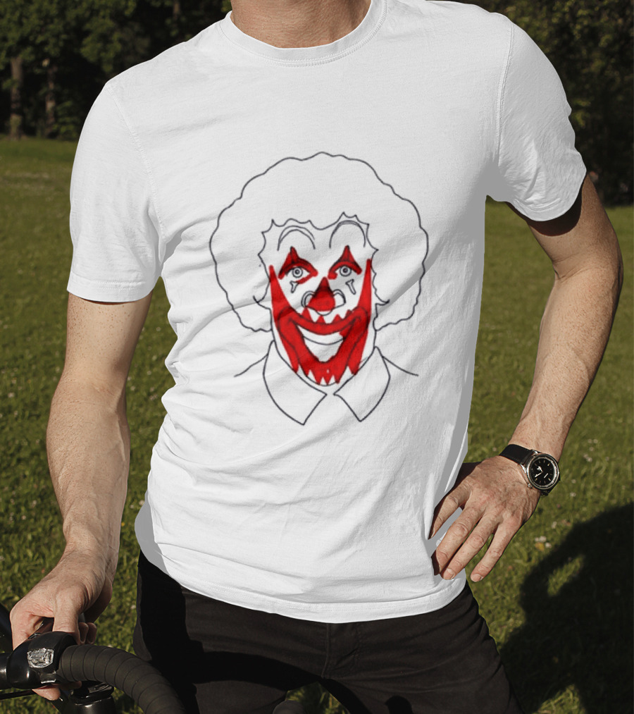 Asspizza Store Ronald Clown Face Drawing Red Lips White Collar T-Shirt