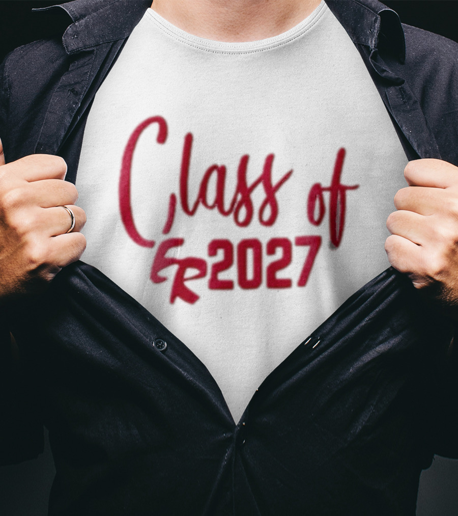 Class Of 2027 Red Script Numbers T-Shirt