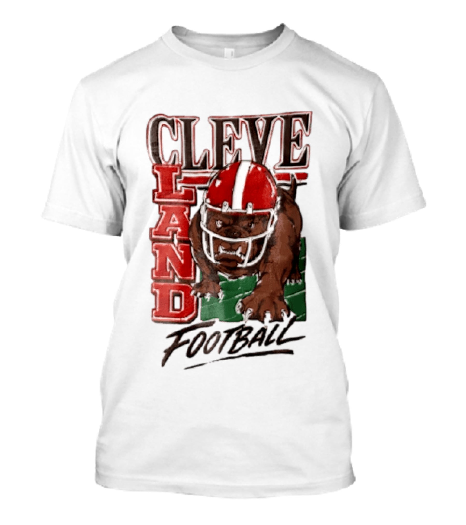 Cleveland Browns Bulldog Football Helmet Mascot Running T-Shirt