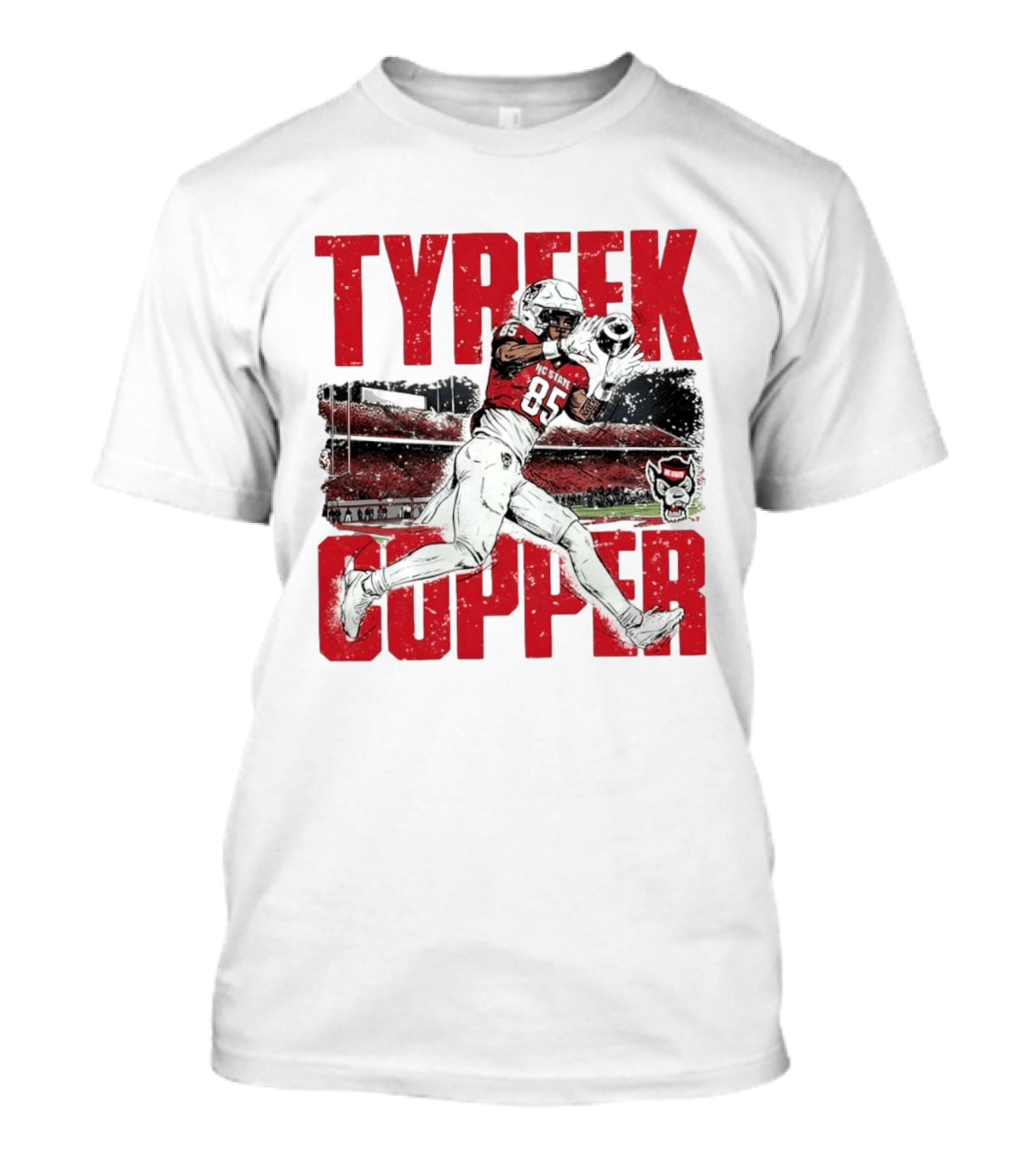 NCAA Football NC State Wolfpack Tyreek Copper Catching Highlight Caricature T-Shirt