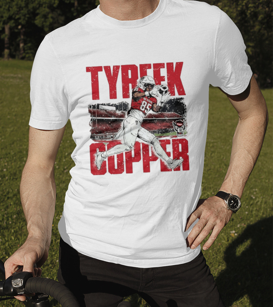 NCAA Football NC State Wolfpack Tyreek Copper Catching Highlight Caricature T-Shirt