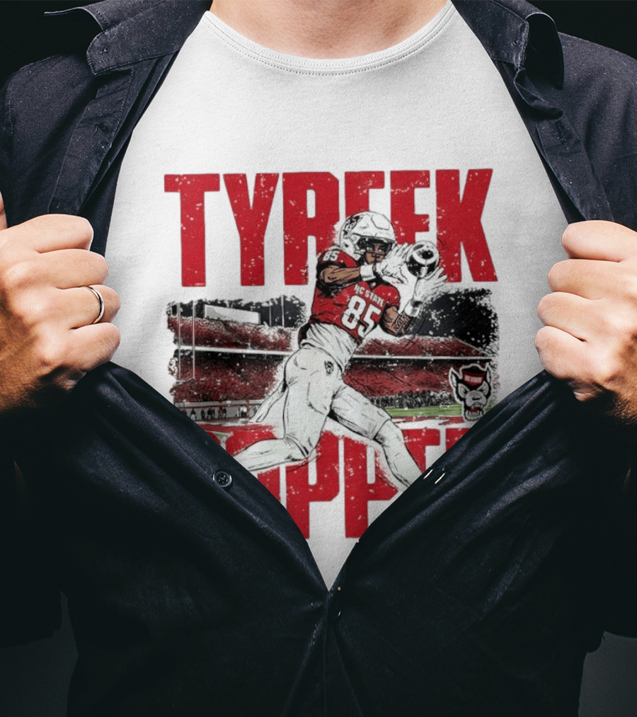 NCAA Football NC State Wolfpack Tyreek Copper Catching Highlight Caricature T-Shirt