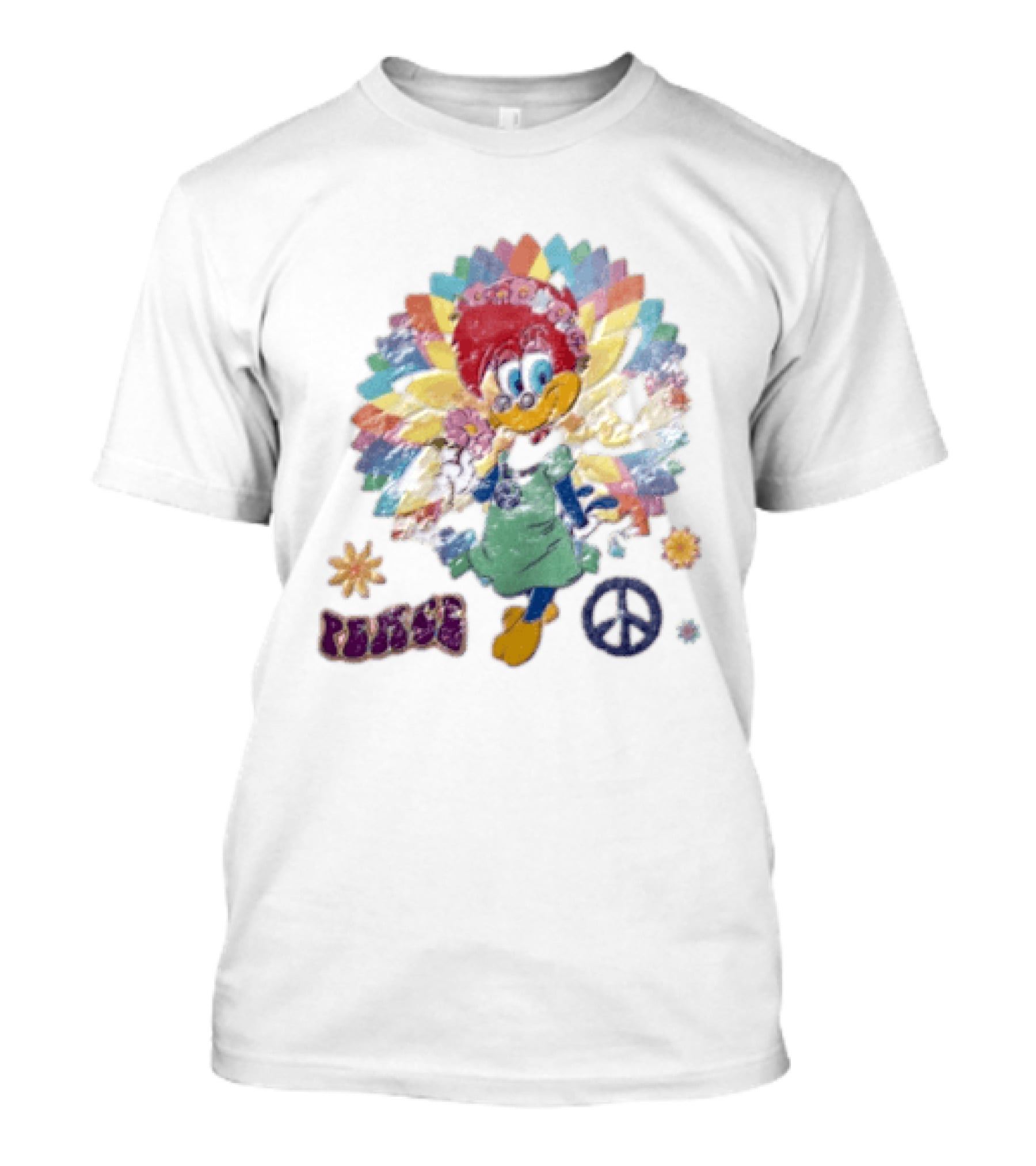 Peace Winnie Woodpecker Flower Crown Rainbow Sign T-Shirt
