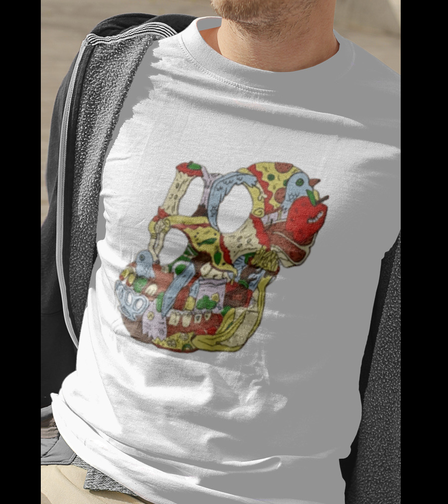Skull Created From Pizza Burger And Fast Food T-Shirt