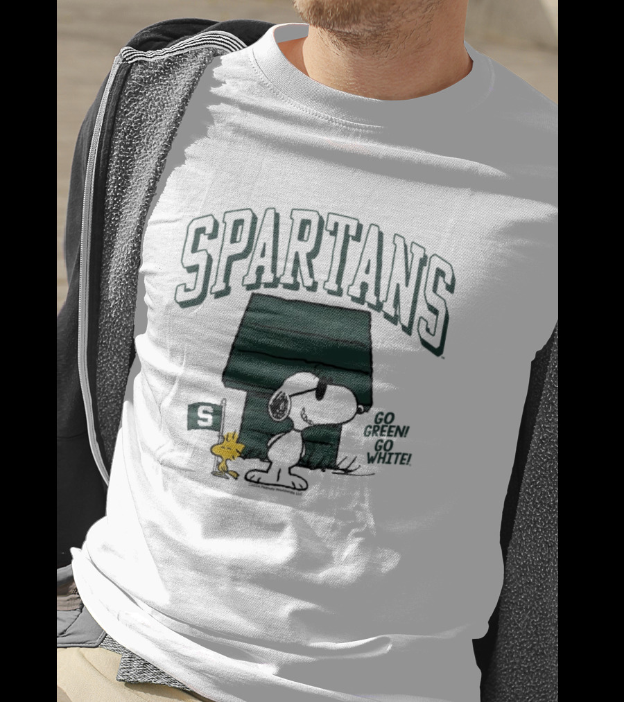 Spartans Snoopy Go Green Go White T-Shirt