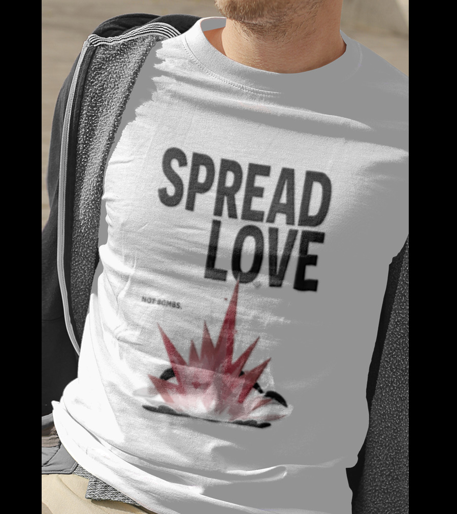 Spread Love NOT Bombs Pink Explosion Hearts T-Shirt