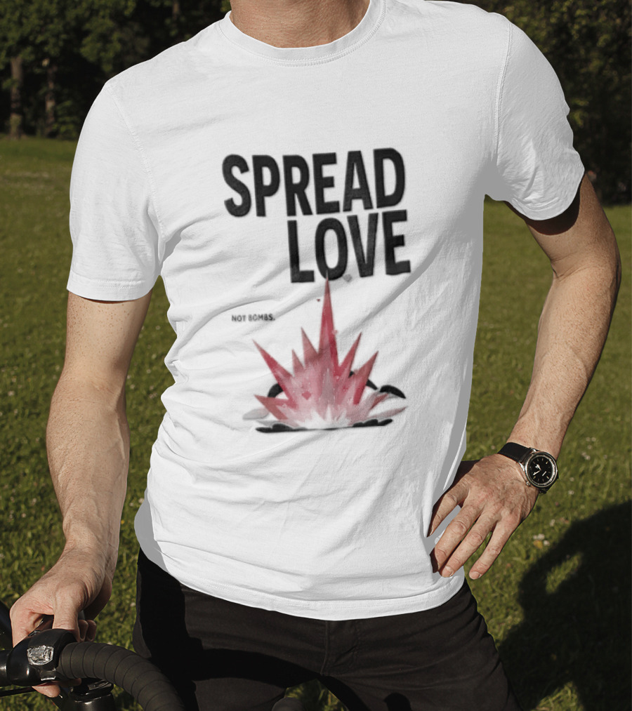 Spread Love NOT Bombs Pink Explosion Hearts T-Shirt