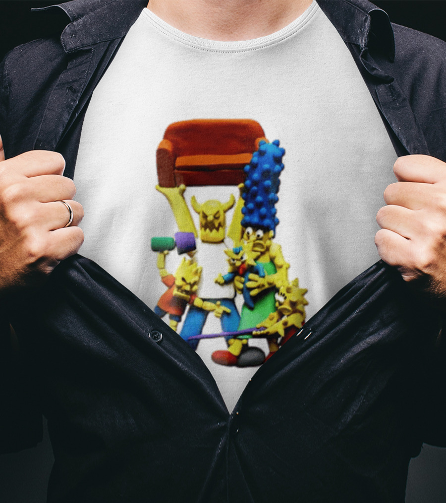 The Simpsons Claymation Family Couch Posing Scene T-Shirt