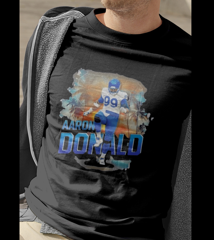 Aaron Donald 99 Los Angeles Rams Sunset Cityscape T-Shirt