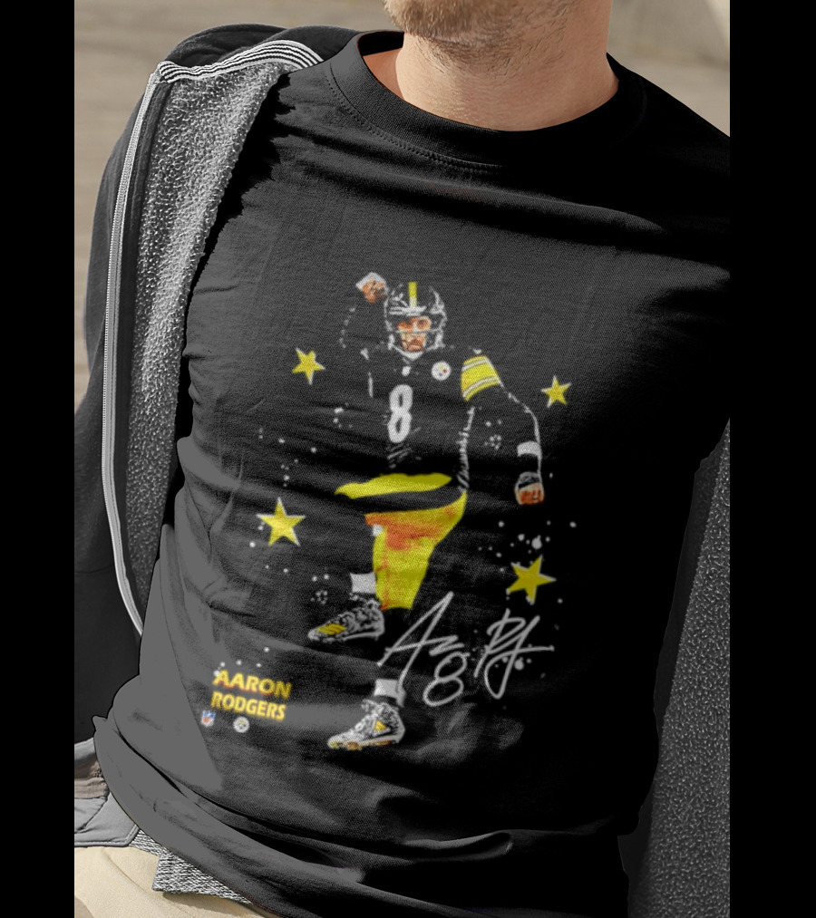 Aaron Rodgers Pittsburgh Steelers King Of The North Yellow Stars Signature T-Shirt