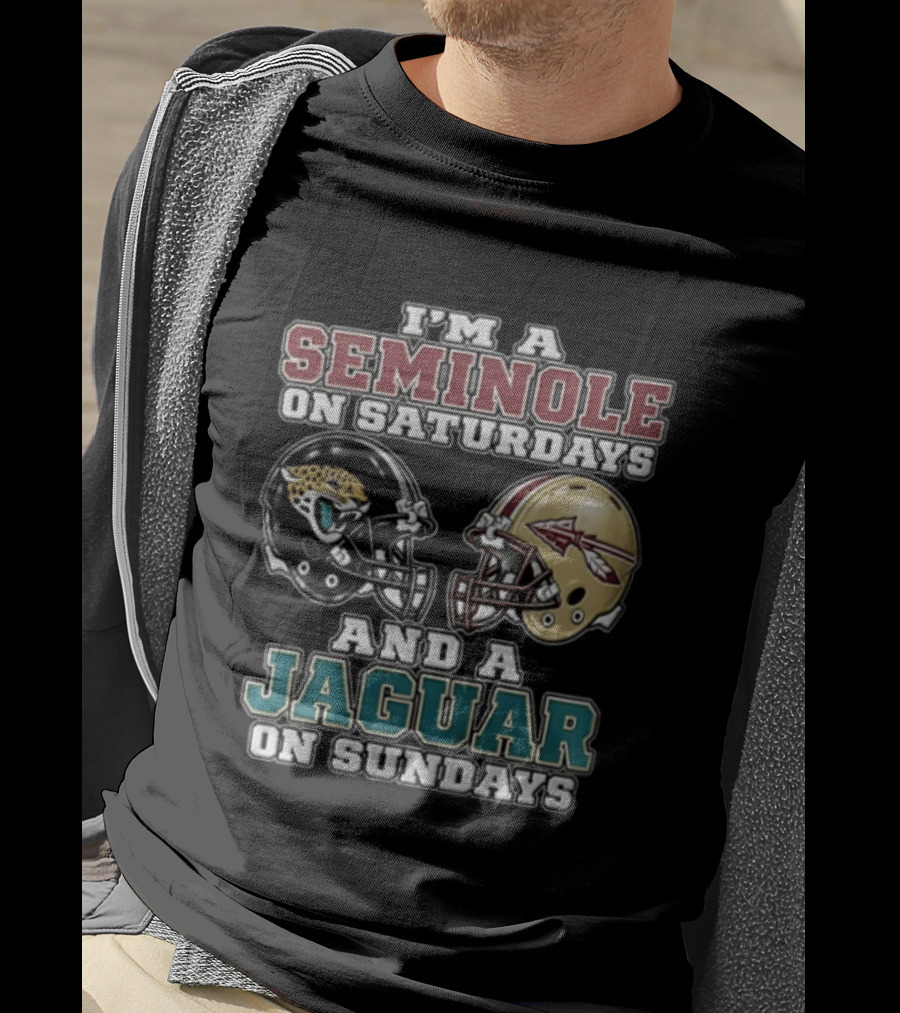 I'm A Seminole On Saturdays And A Jaguar On Sundays Football Fan Helmet T-Shirt