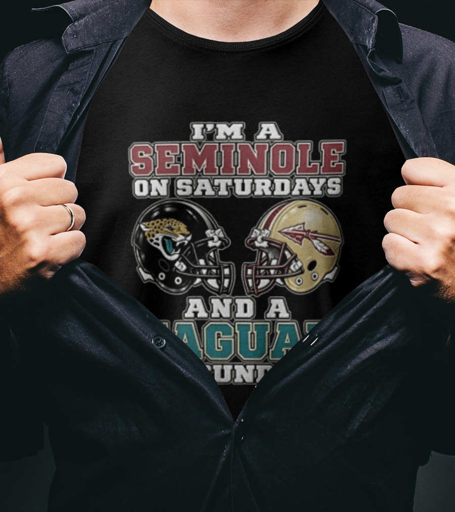 I'm A Seminole On Saturdays And A Jaguar On Sundays Football Fan Helmet T-Shirt