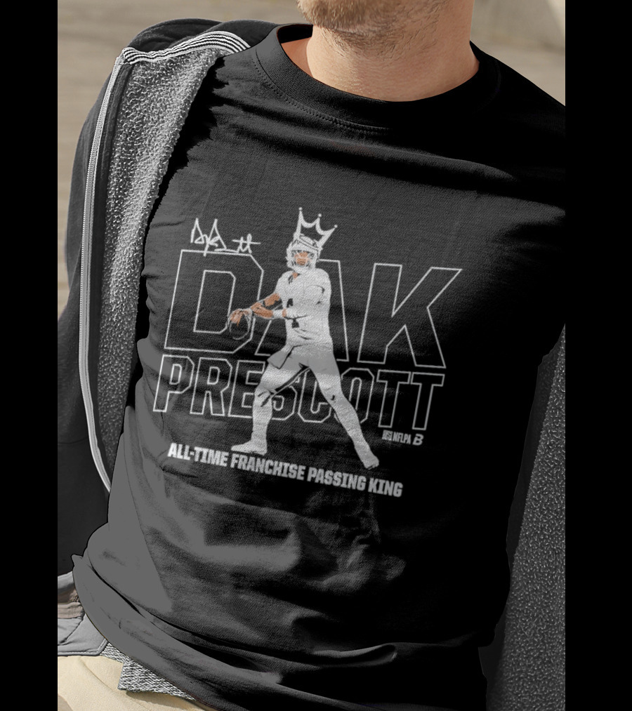 Dak Prescott All Time Franchise Passing King Number 4 Autograph T-Shirt