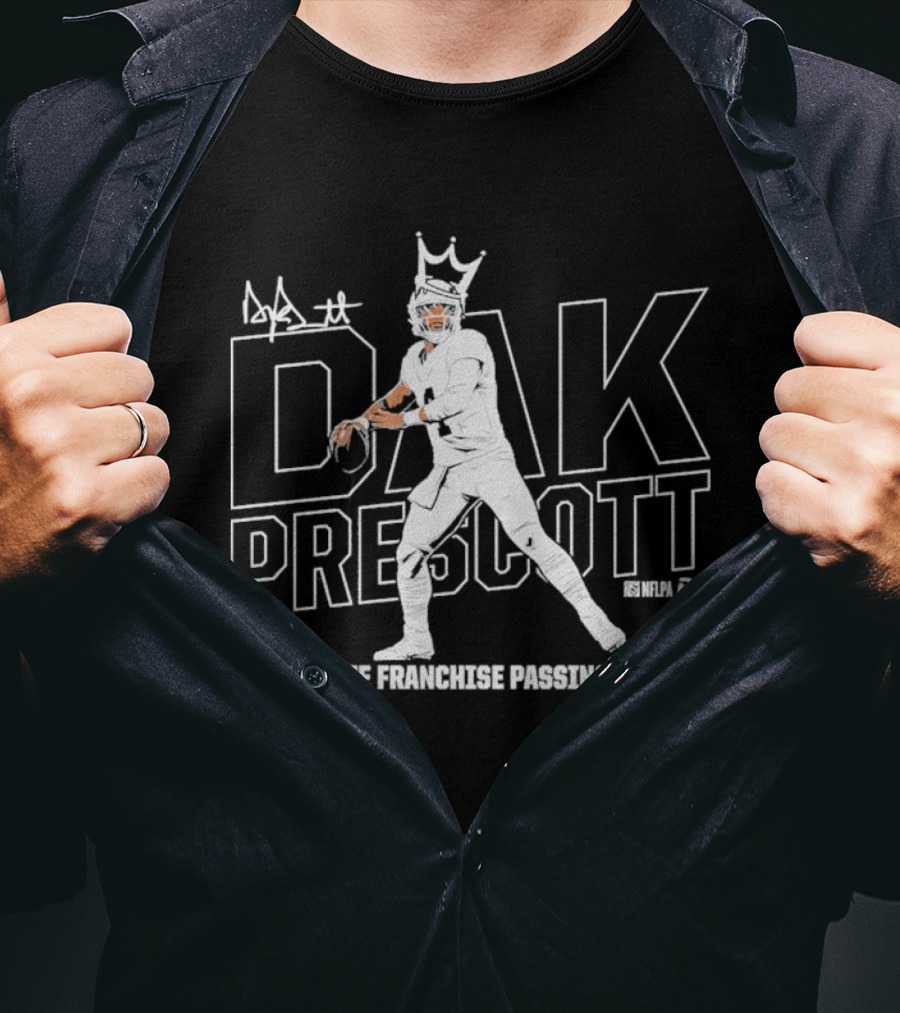 Dak Prescott All Time Franchise Passing King Number 4 Autograph T-Shirt