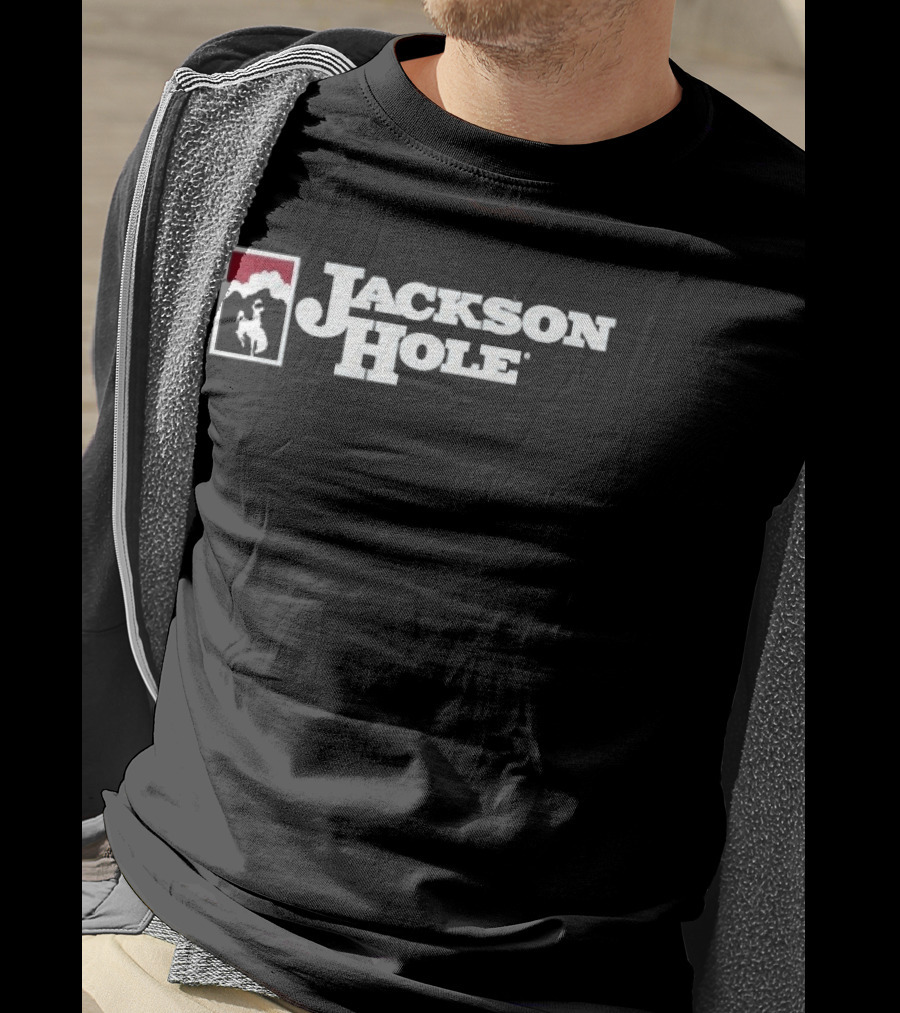 Jackson Hole Wyoming Cowboy Icon Red And White T-Shirt