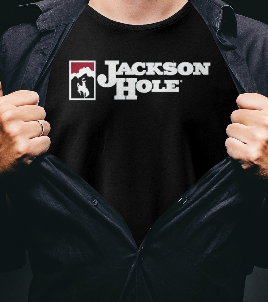 Jackson Hole Wyoming Cowboy Icon Red And White T-Shirt