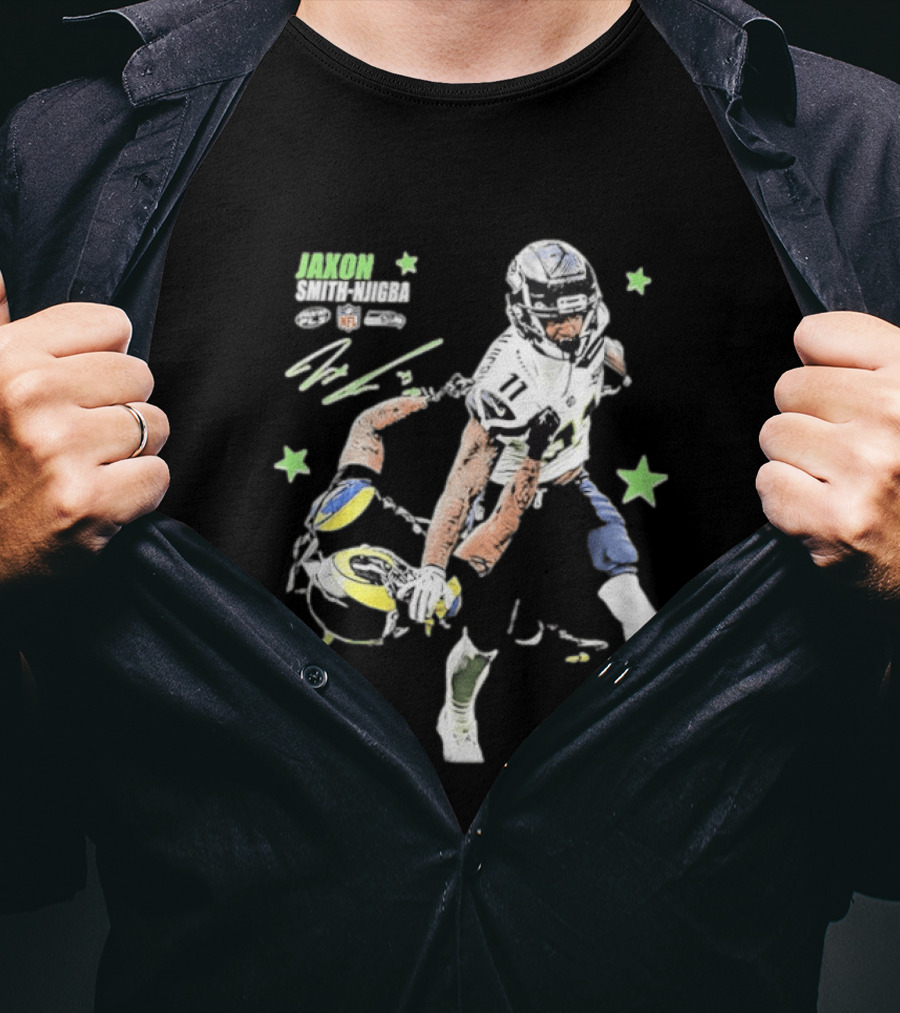 Jaxon Smith Njigba Seattle Seahawks NFL Vs LA Rams Football Art Star Player 11 T-Shirt