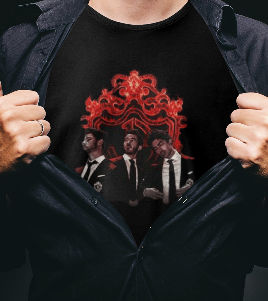 Jonas Brothers Burning Up Crest Tour Fiery Red Suits T-Shirt