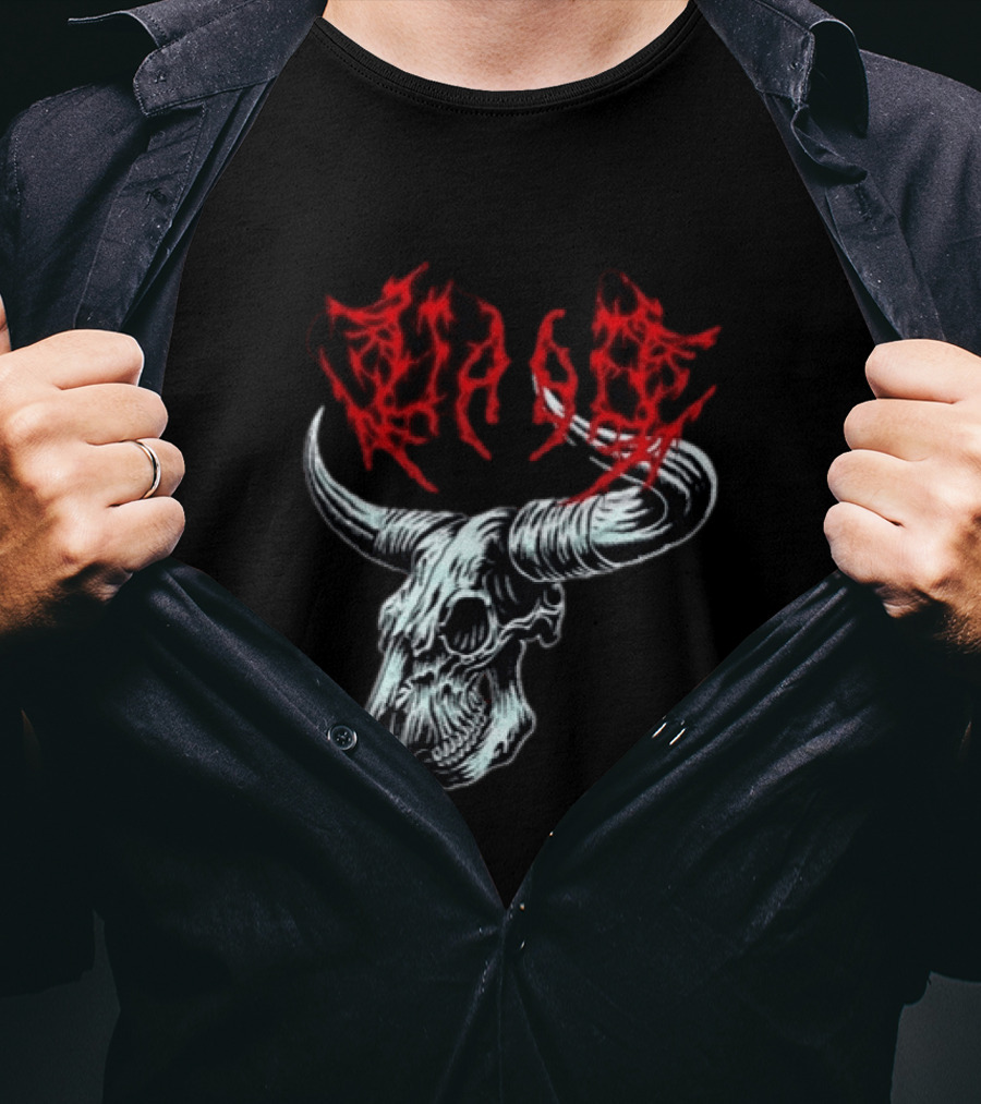 Merchdrop Upon A Burning Body Metal Texas Skull Red T-Shirt