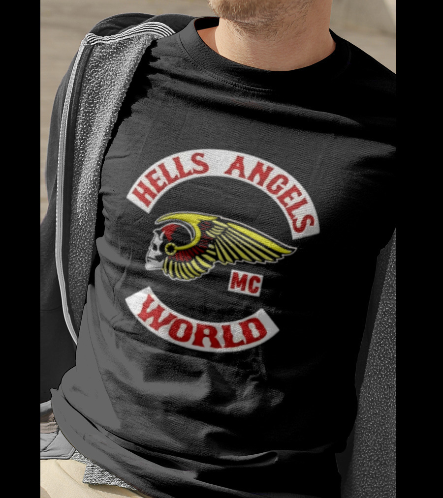 Hells Angels Skull Winged Helmet MC World T-Shirt