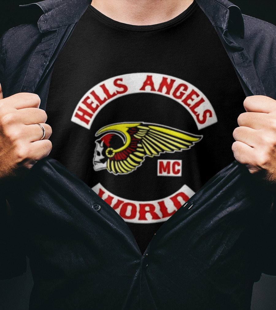 Hells Angels Skull Winged Helmet MC World T-Shirt