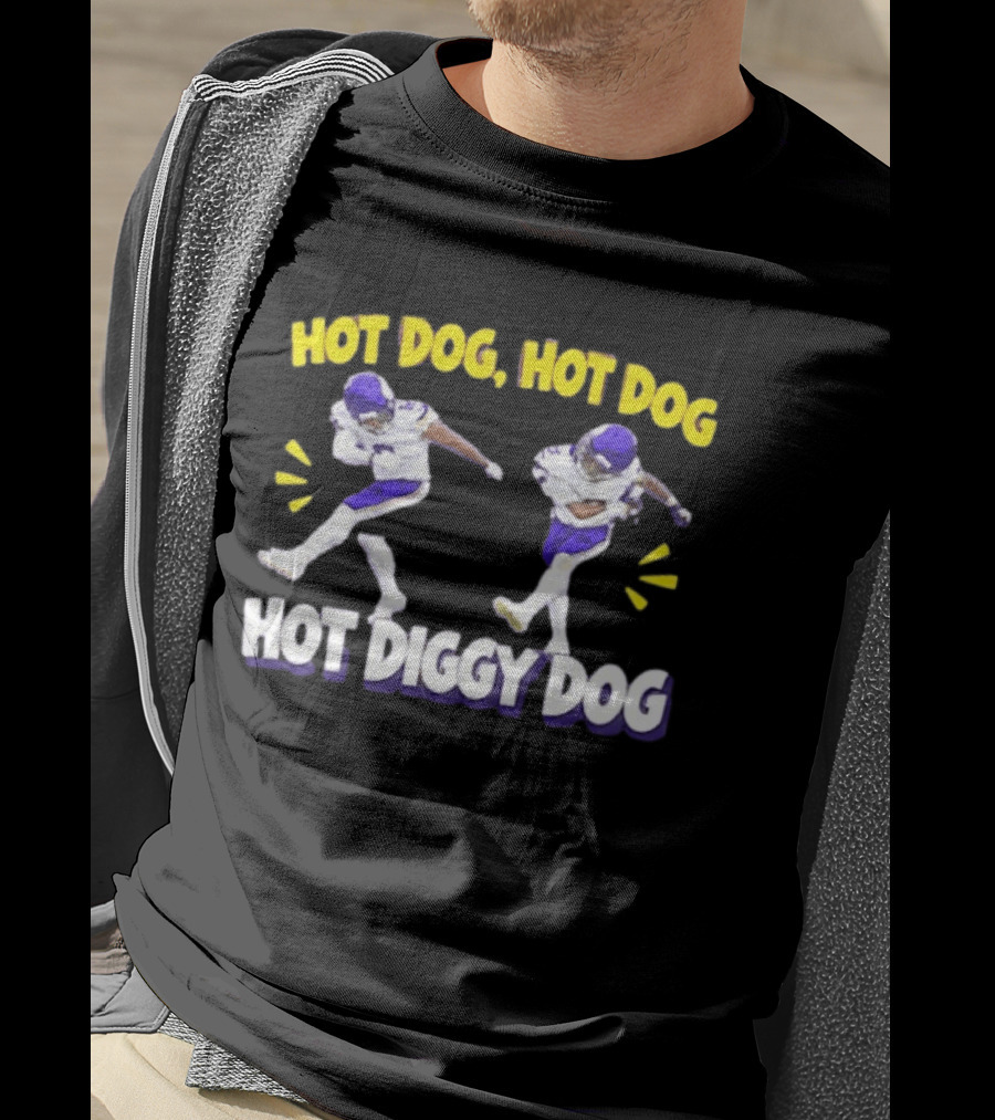 Hot Dog Hot Dog Hot Diggity Dog Minnesota Vikings Player Dance Celebration T-Shirt